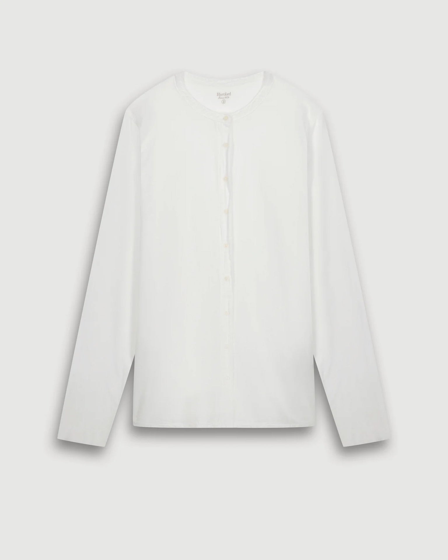 Hartford Taha No Collar Shirt in White