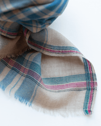 Hartford Tartan Scarf in Beige & Blue