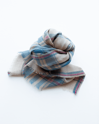 Hartford Tartan Scarf in Beige & Blue