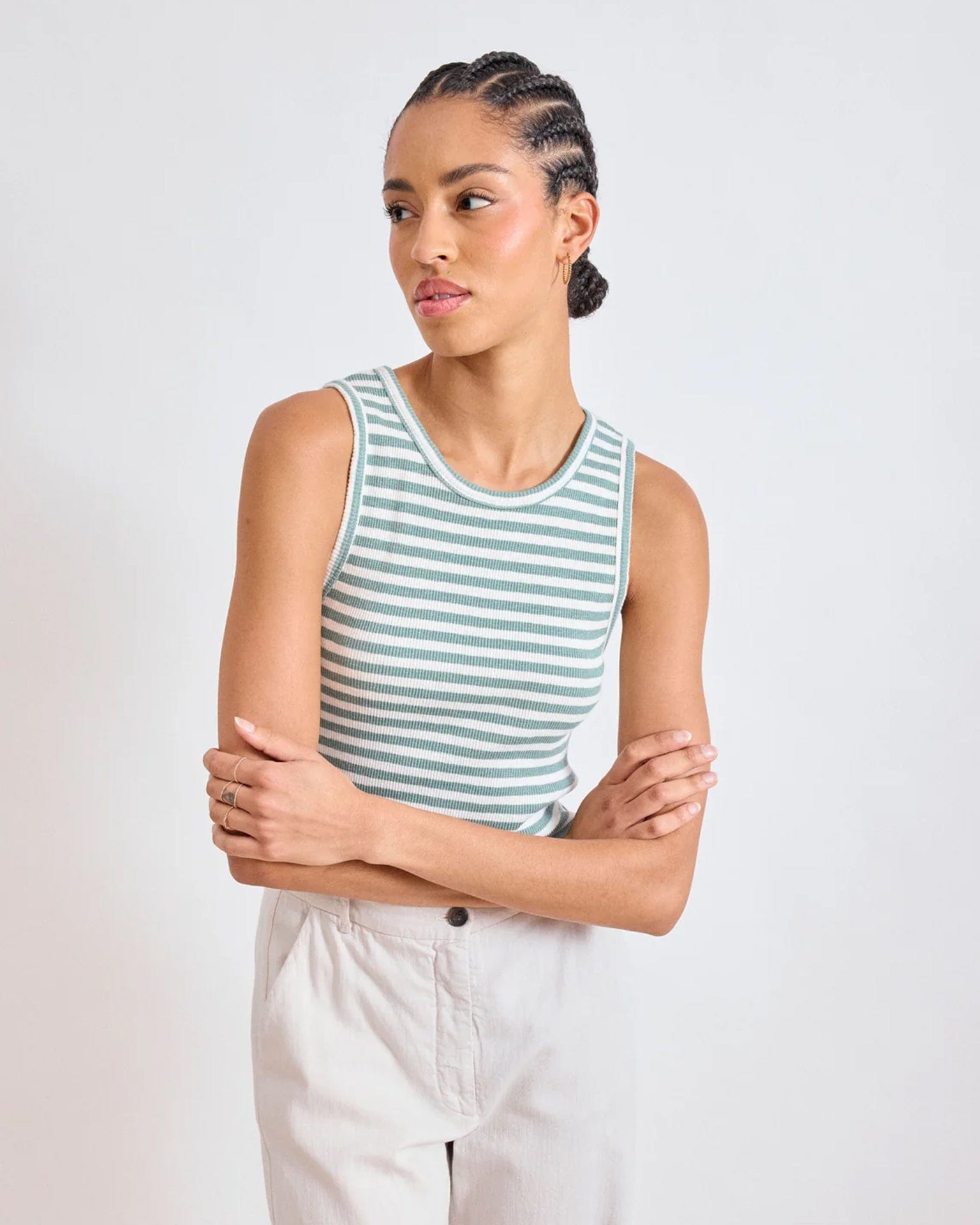 Hartford Tenest Striped Tank in Ecru & Agave