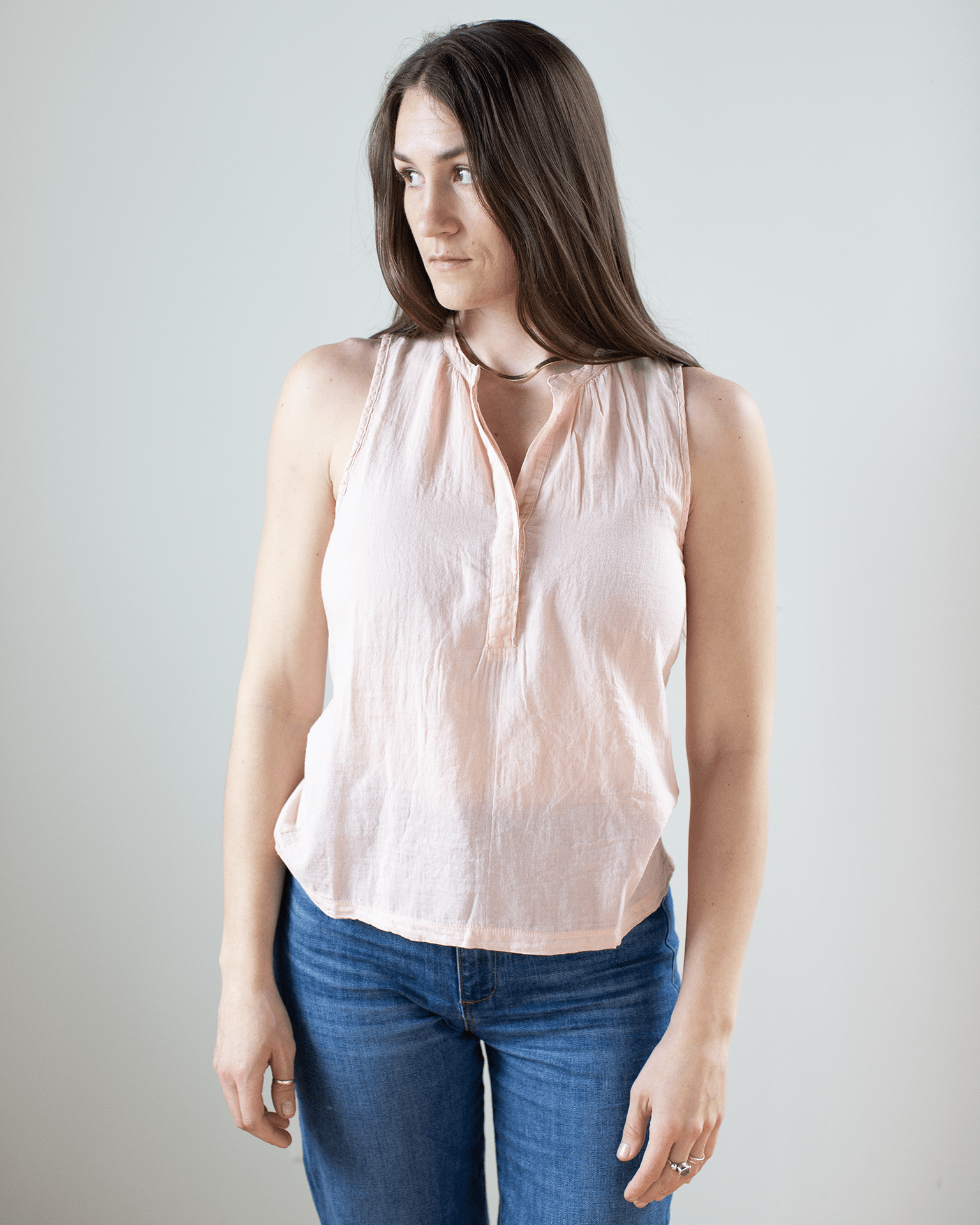 Hartford Tulette Henley Tank in Blush