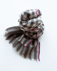 Hartford Vichy Checks Scarf in Dark Brown