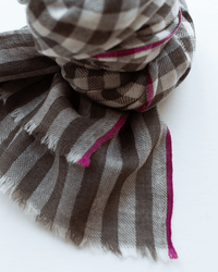 Hartford Vichy Checks Scarf in Dark Brown