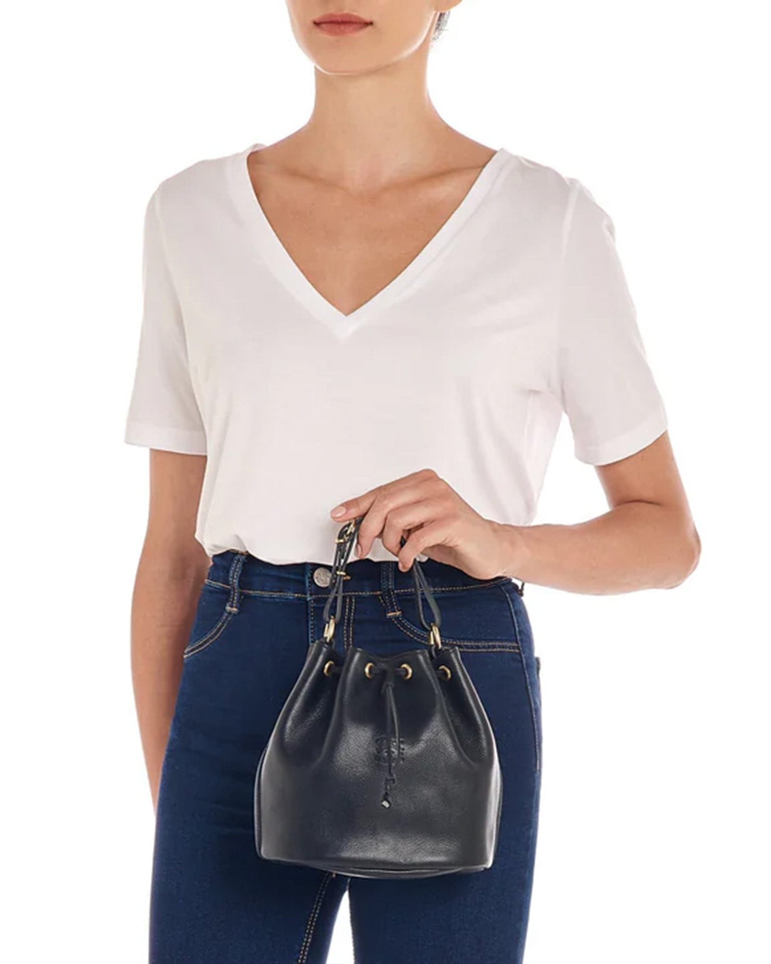 IL BISONTE Classic Bucket in Nero w/ Brass Hardware