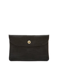 The IL BISONTE Classic Case in Nero, featuring premium cowhide leather and brass hardware, is shown on a plain white background.