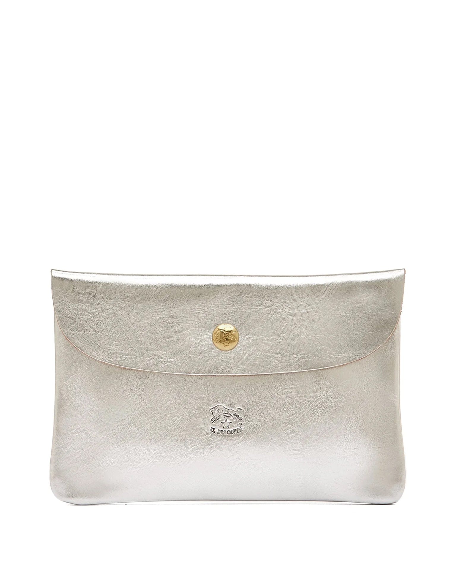 IL BISONTE Classic Case in Silver w/ Brass Hardware