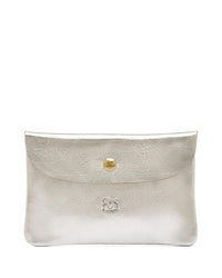 IL BISONTE Classic Case in Silver w/ Brass Hardware