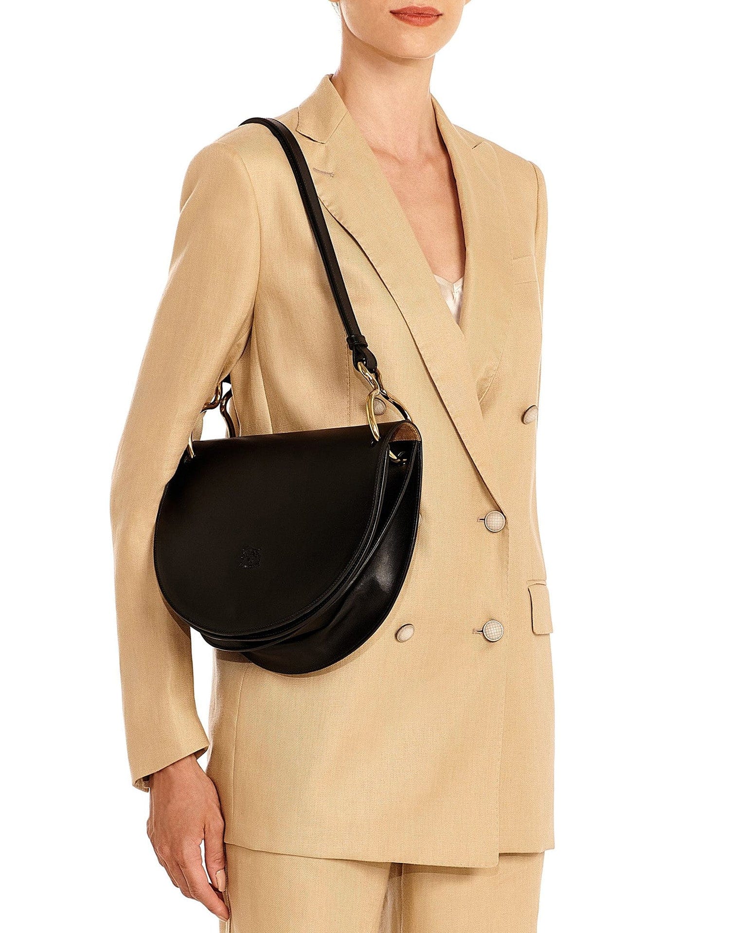 IL BISONTE Consuelo Crossbody in Nero w/ Gold Ester Hardware