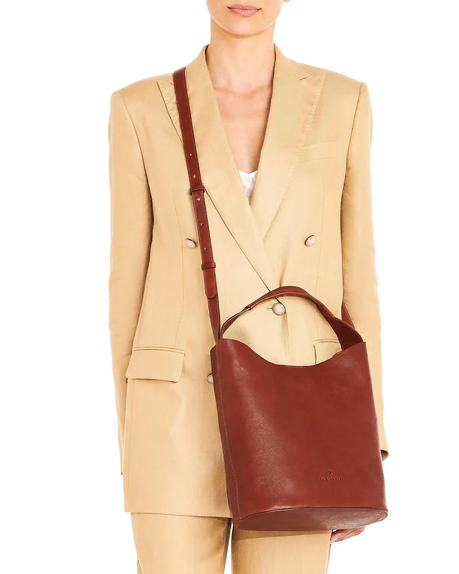 IL BISONTE Le Laudi Bucket in Seppia w/ Brass Hardware