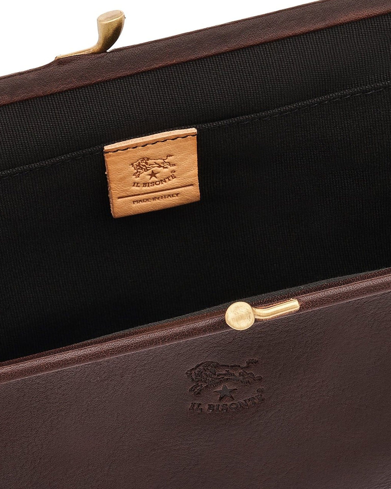 IL BISONTE Manuela Clutch in Caffe w/ Brass Hardware