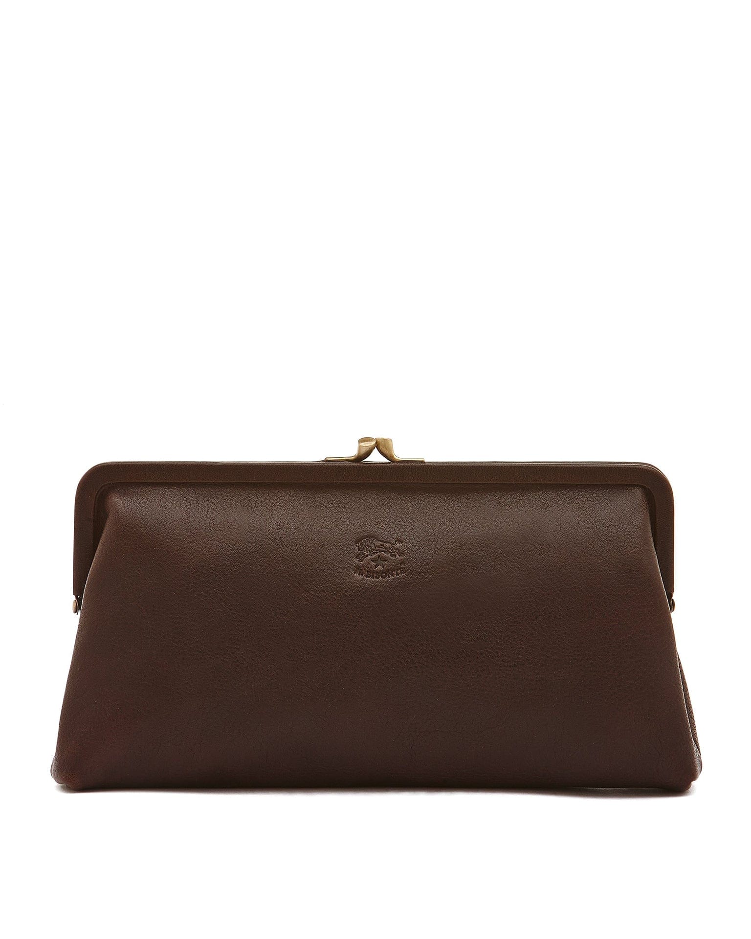IL BISONTE Manuela Clutch in Caffe w/ Brass Hardware