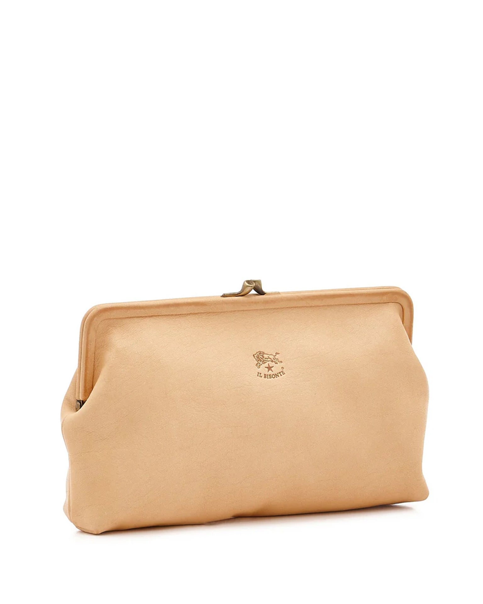 IL BISONTE Manuela Clutch in Naturale w/ Brass Hardware