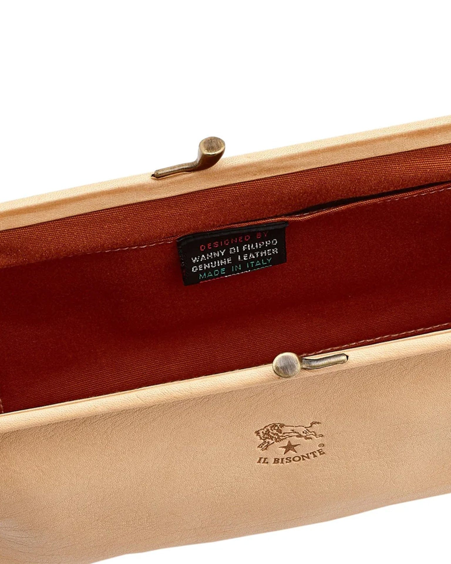 IL BISONTE Manuela Clutch in Naturale w/ Brass Hardware