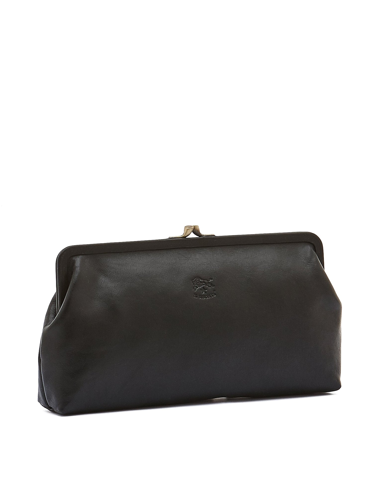 IL BISONTE Manuela Clutch in Nero w/ Brass Hardware
