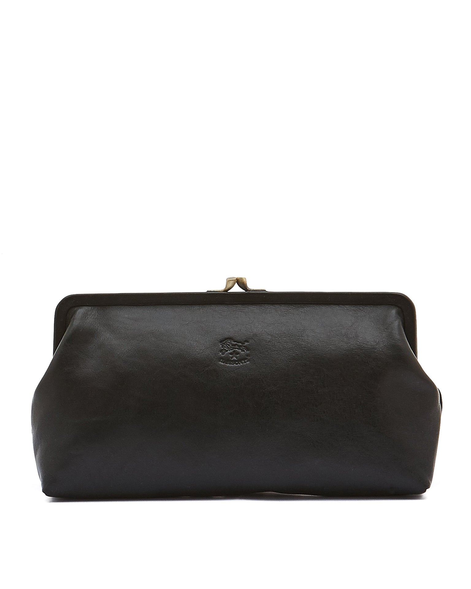 IL BISONTE Manuela Clutch in Nero w/ Brass Hardware