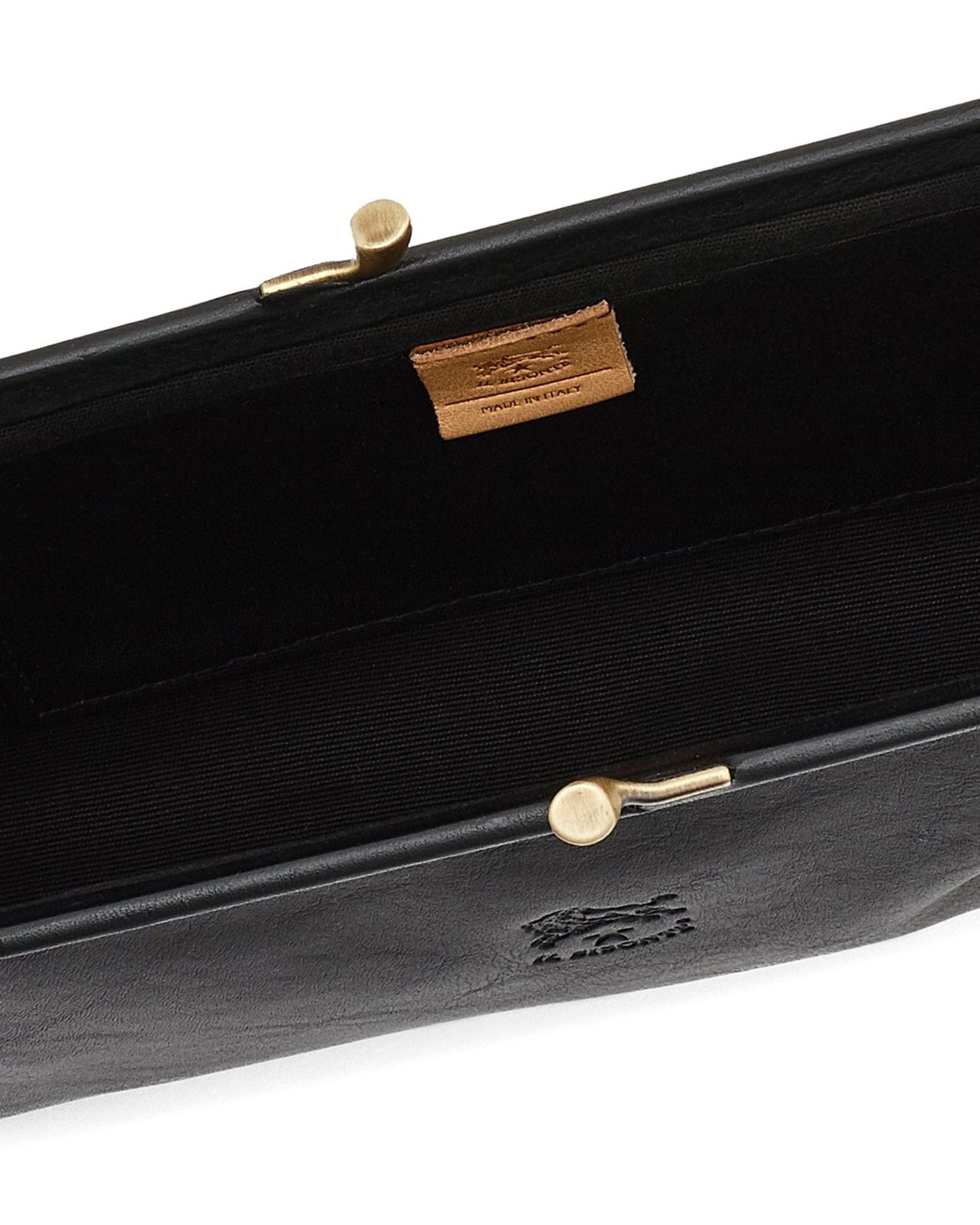 IL BISONTE Manuela Clutch in Nero w/ Brass Hardware