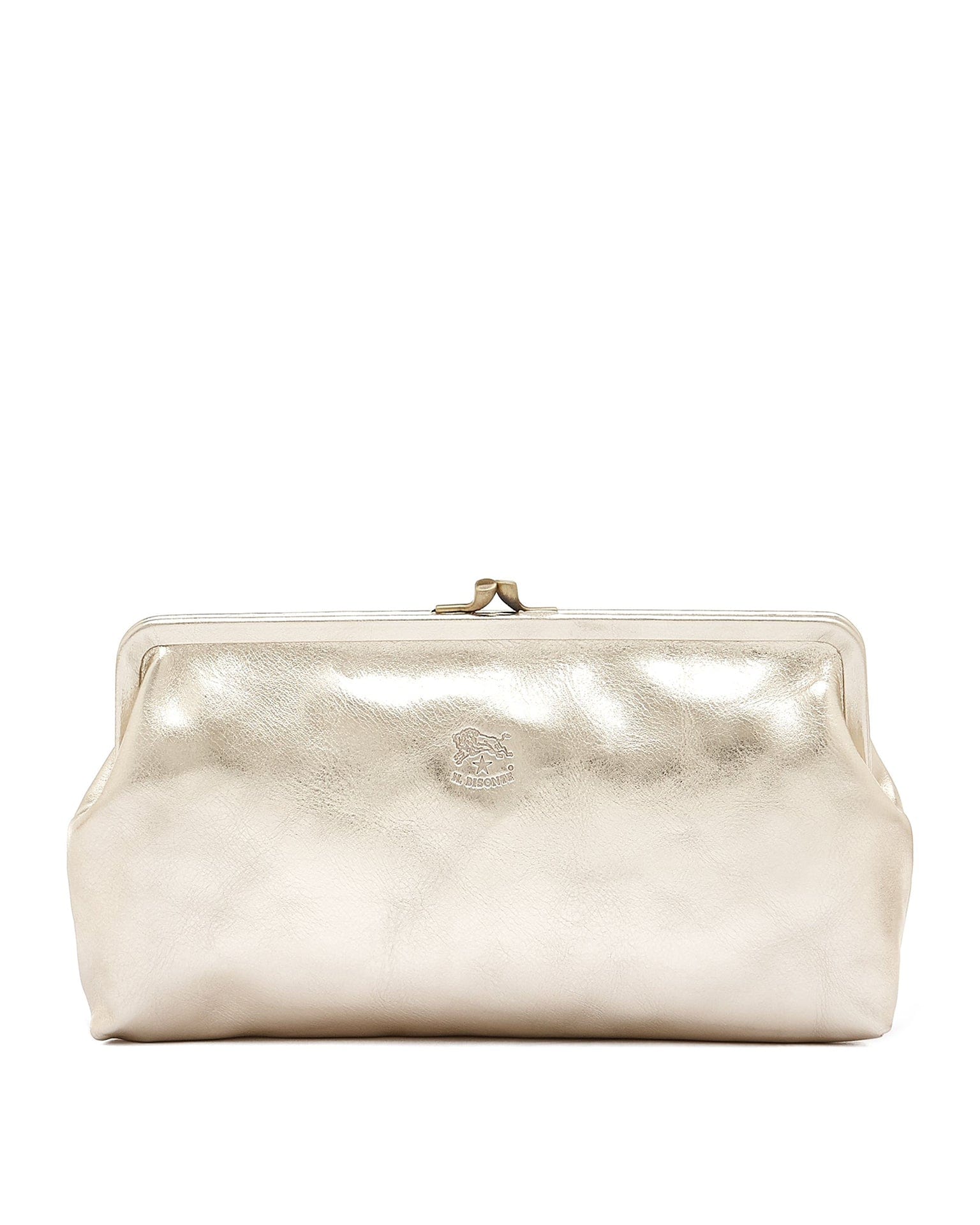 IL BISONTE Manuela Clutch in Platino w/ Brass Hardware