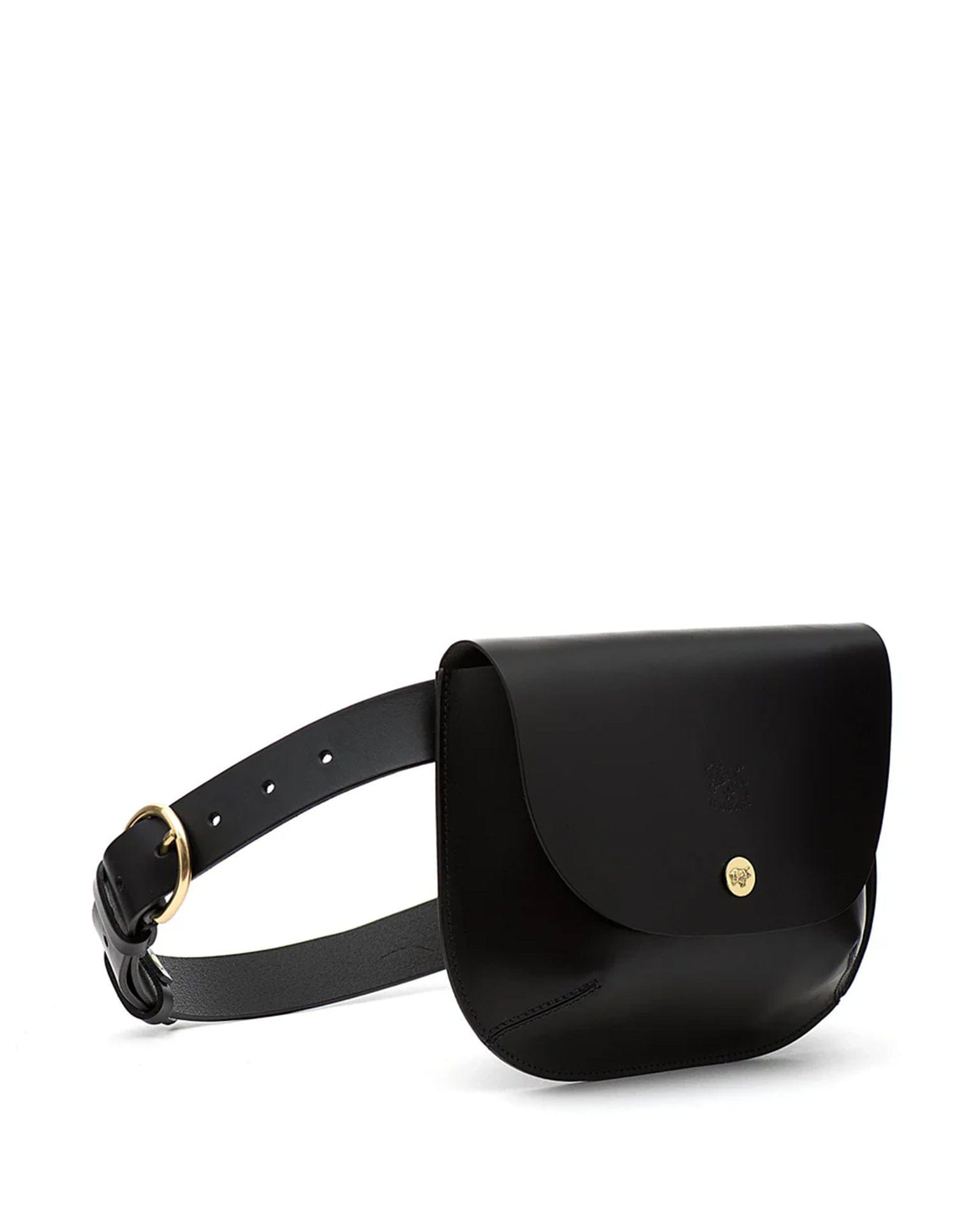 IL BISONTE Parione Belt Bag in Nero w/ Brass Hardware