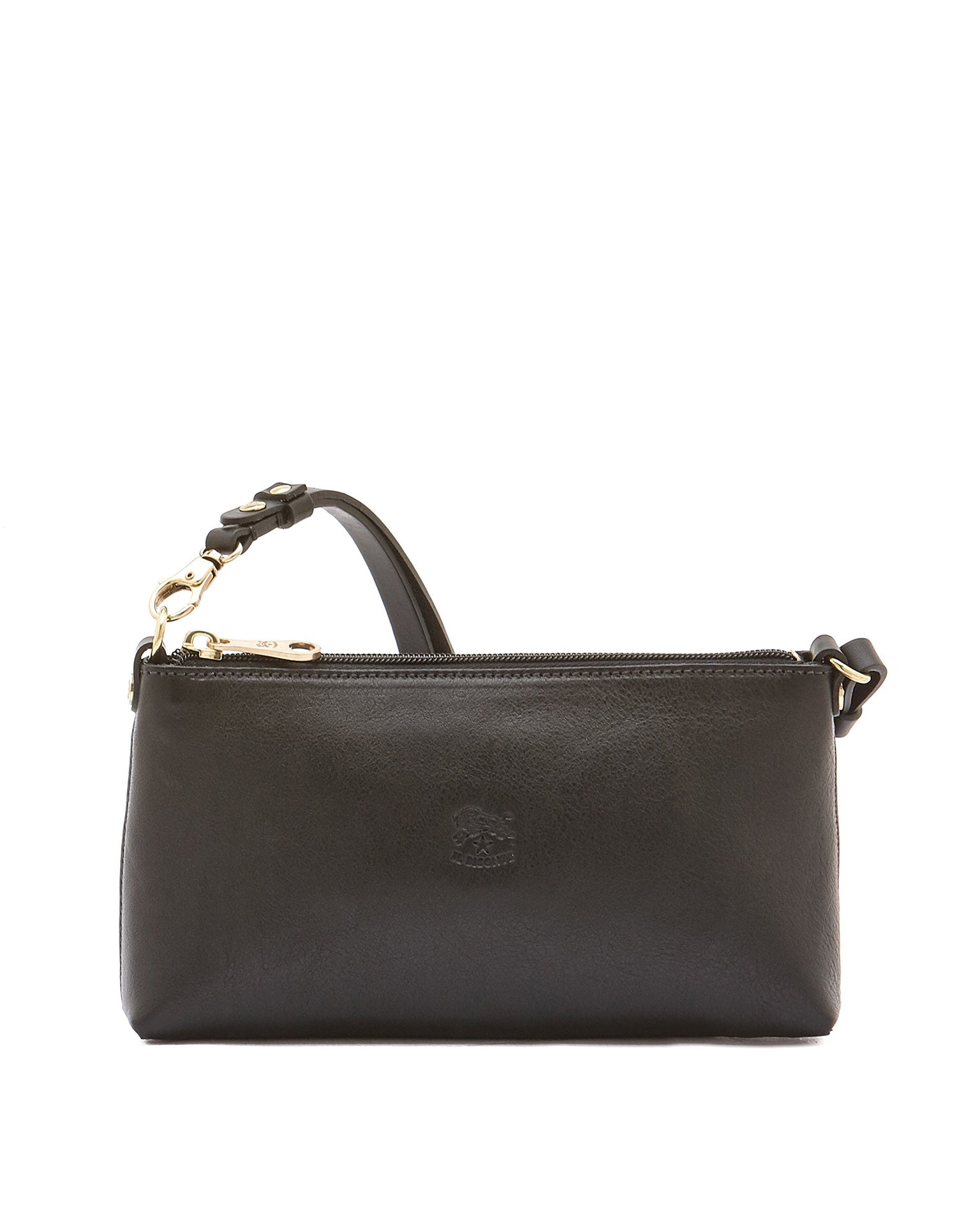 IL BISONTE Salina Shoulder in Nero w/ Brass Hardware