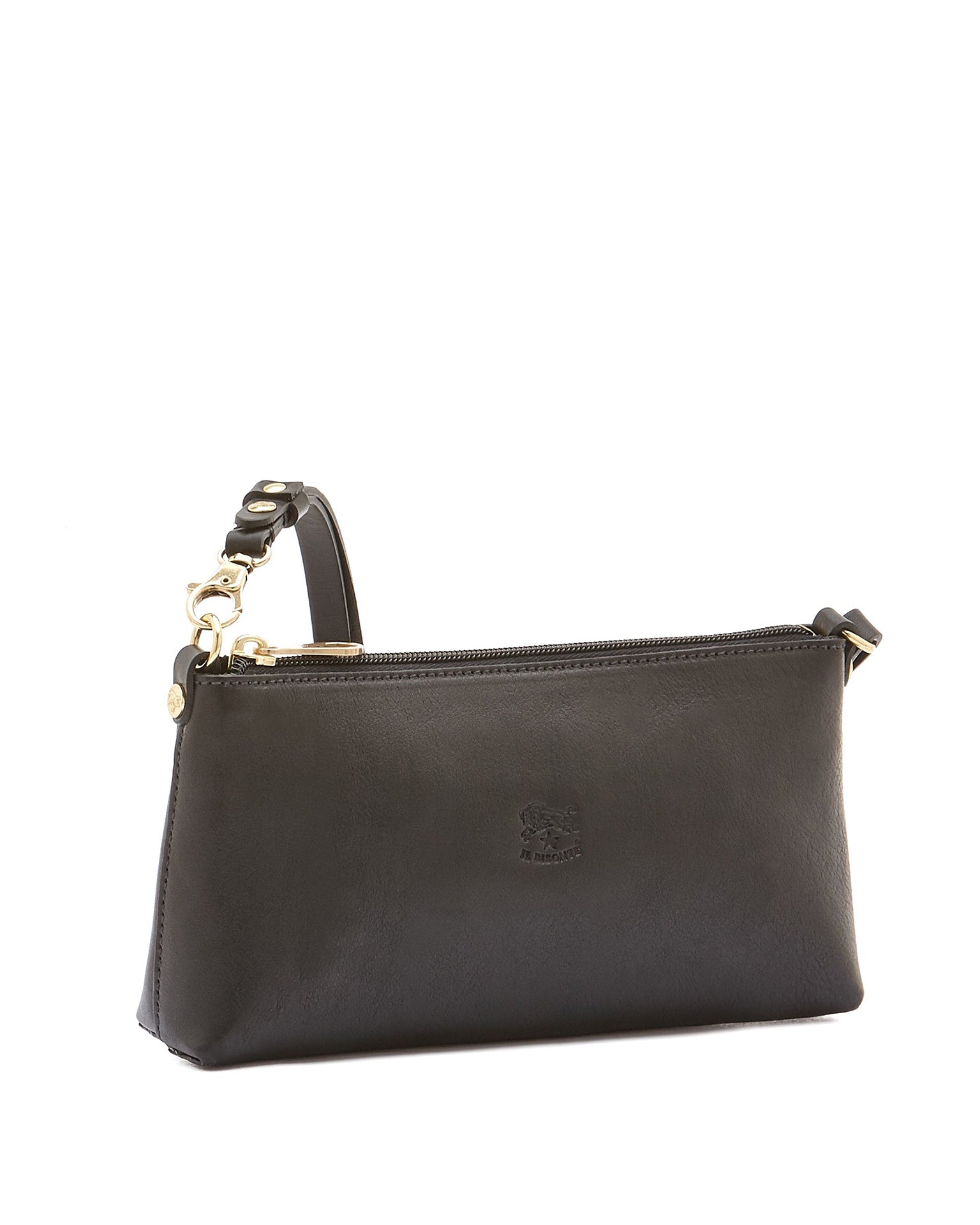 IL BISONTE Salina Shoulder in Nero w/ Brass Hardware