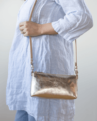 IL BISONTE Accessories Platino Salina Shoulder in Platino w/ Brass Hardware