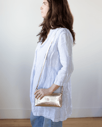 IL BISONTE Accessories Platino Salina Shoulder in Platino w/ Brass Hardware