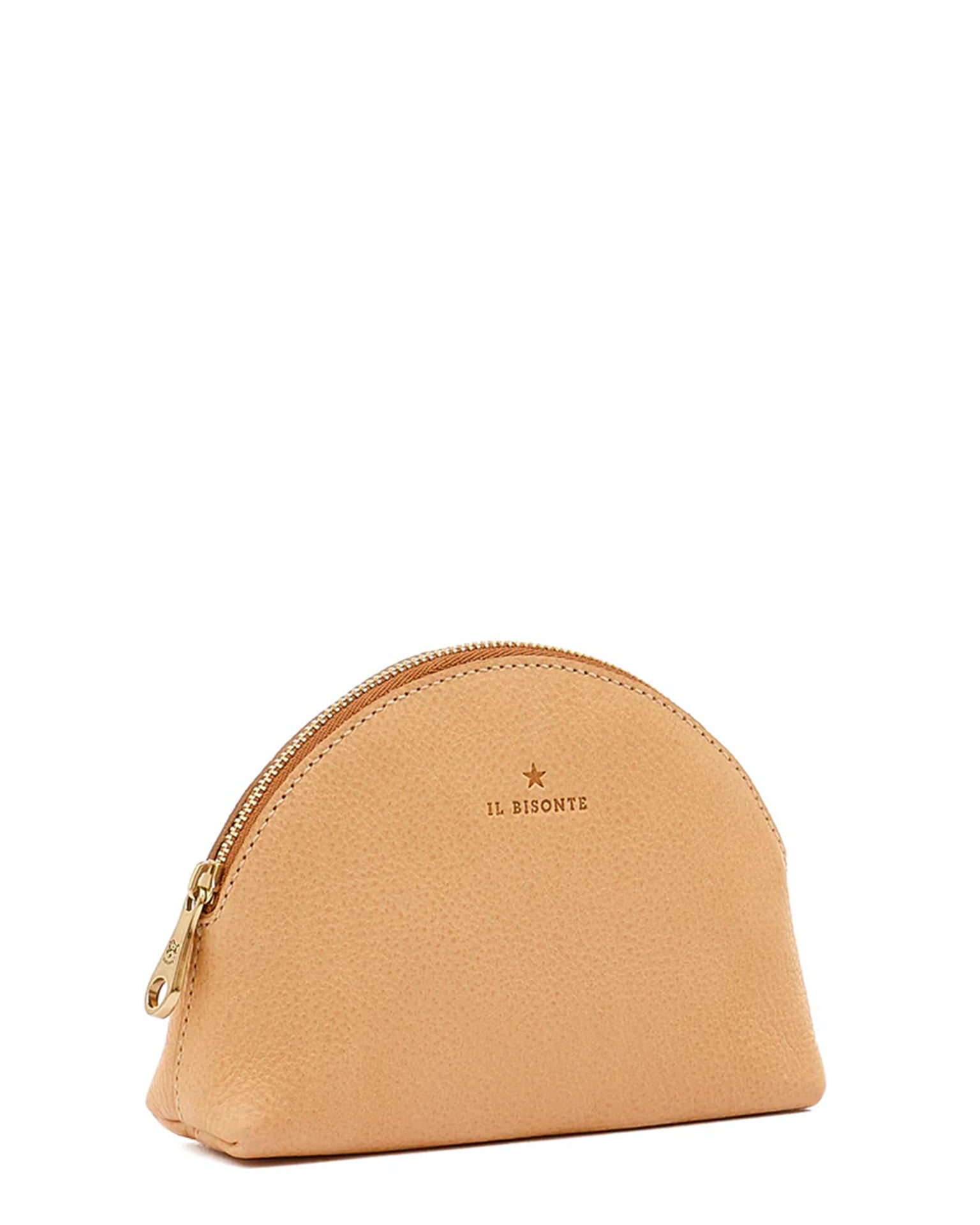 IL BISONTE Small Bigallo Case in Naturale w/ Brass Hardware