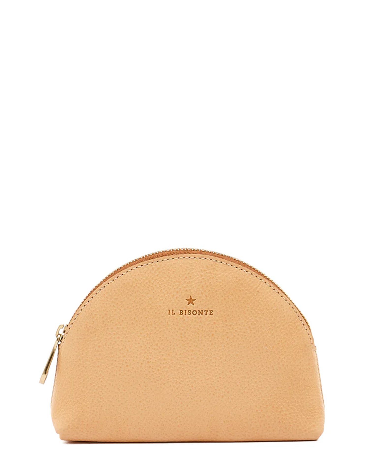 IL BISONTE Small Bigallo Case in Naturale w/ Brass Hardware