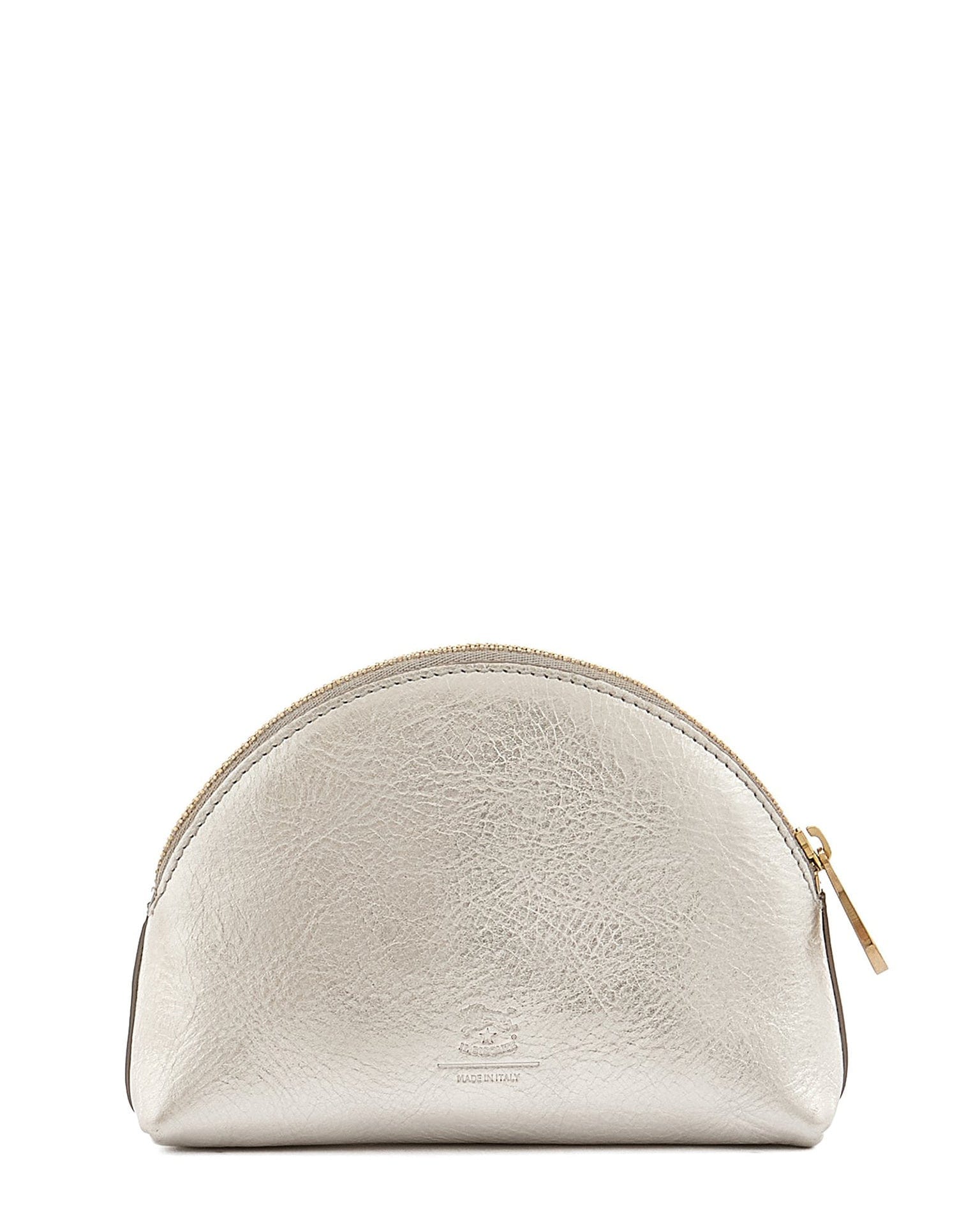 IL BISONTE Small Bigallo Case in Platino w/ Brass Hardware