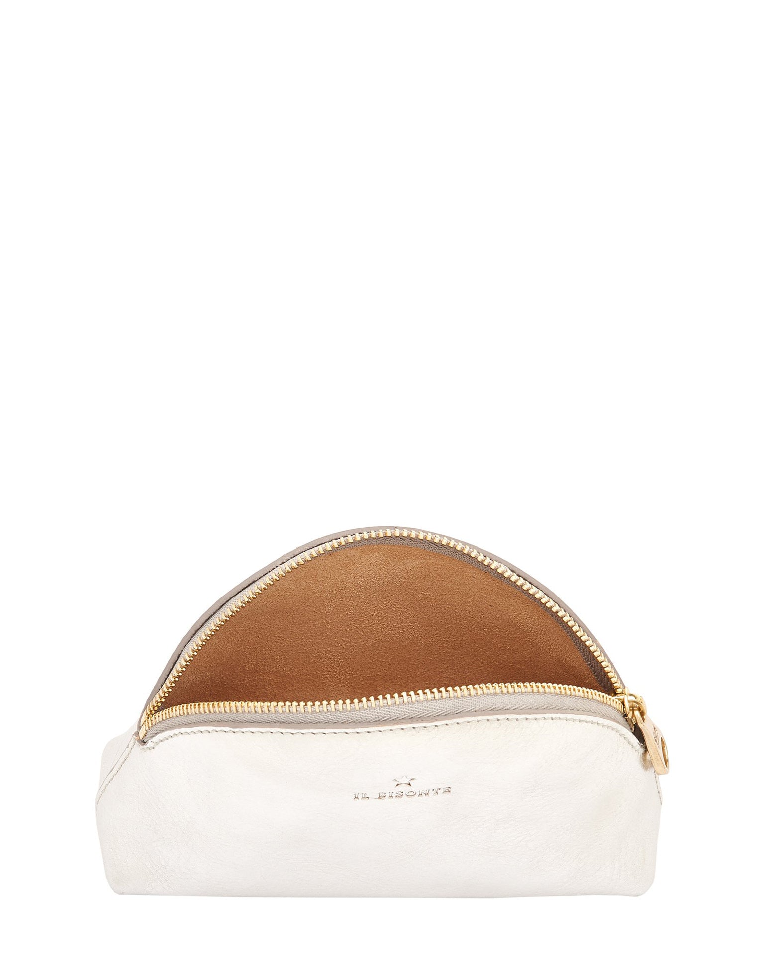 IL BISONTE Small Bigallo Case in Platino w/ Brass Hardware