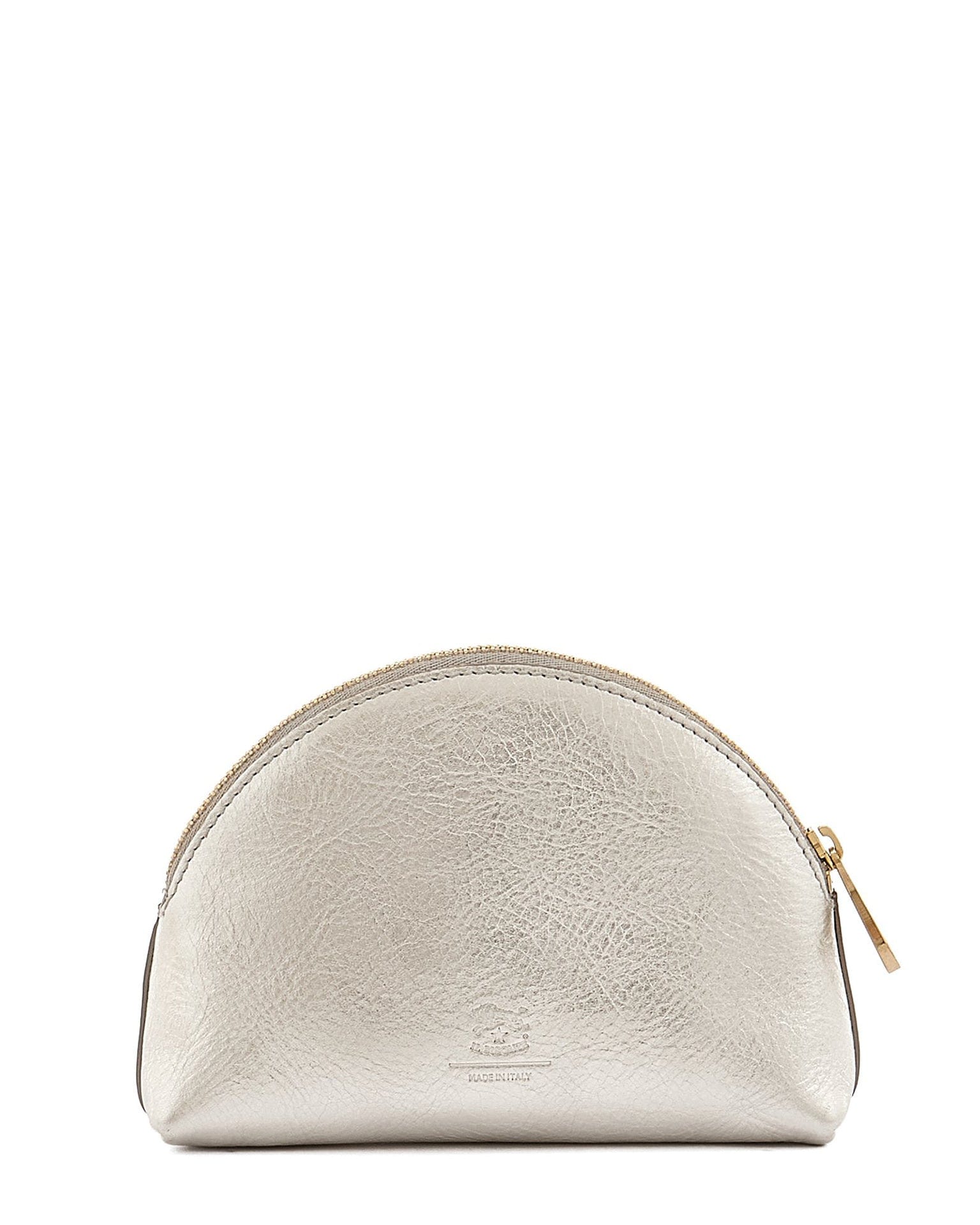 IL BISONTE Small Bigallo Case in Silver w/ Brass Hardware