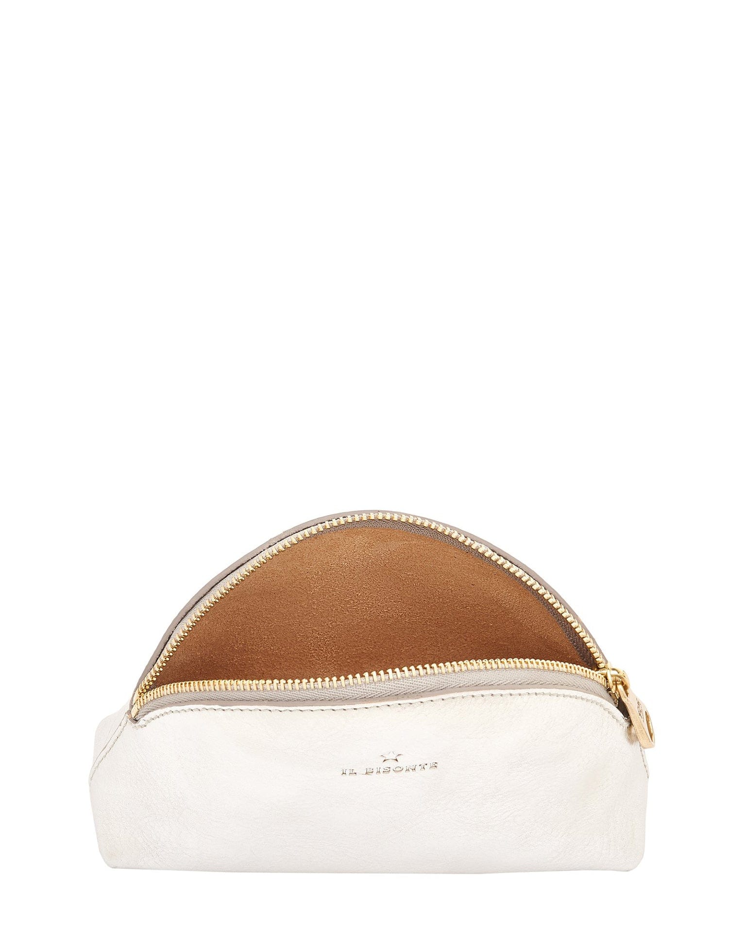 IL BISONTE Small Bigallo Case in Silver w/ Brass Hardware