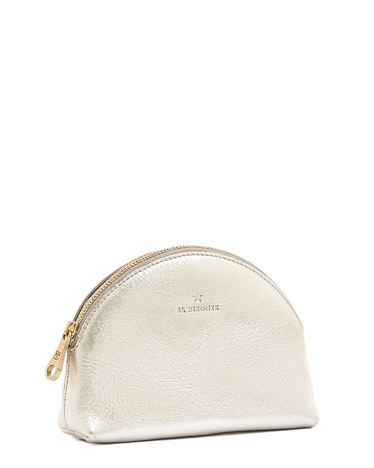 IL BISONTE Small Bigallo Case in Silver w/ Brass Hardware