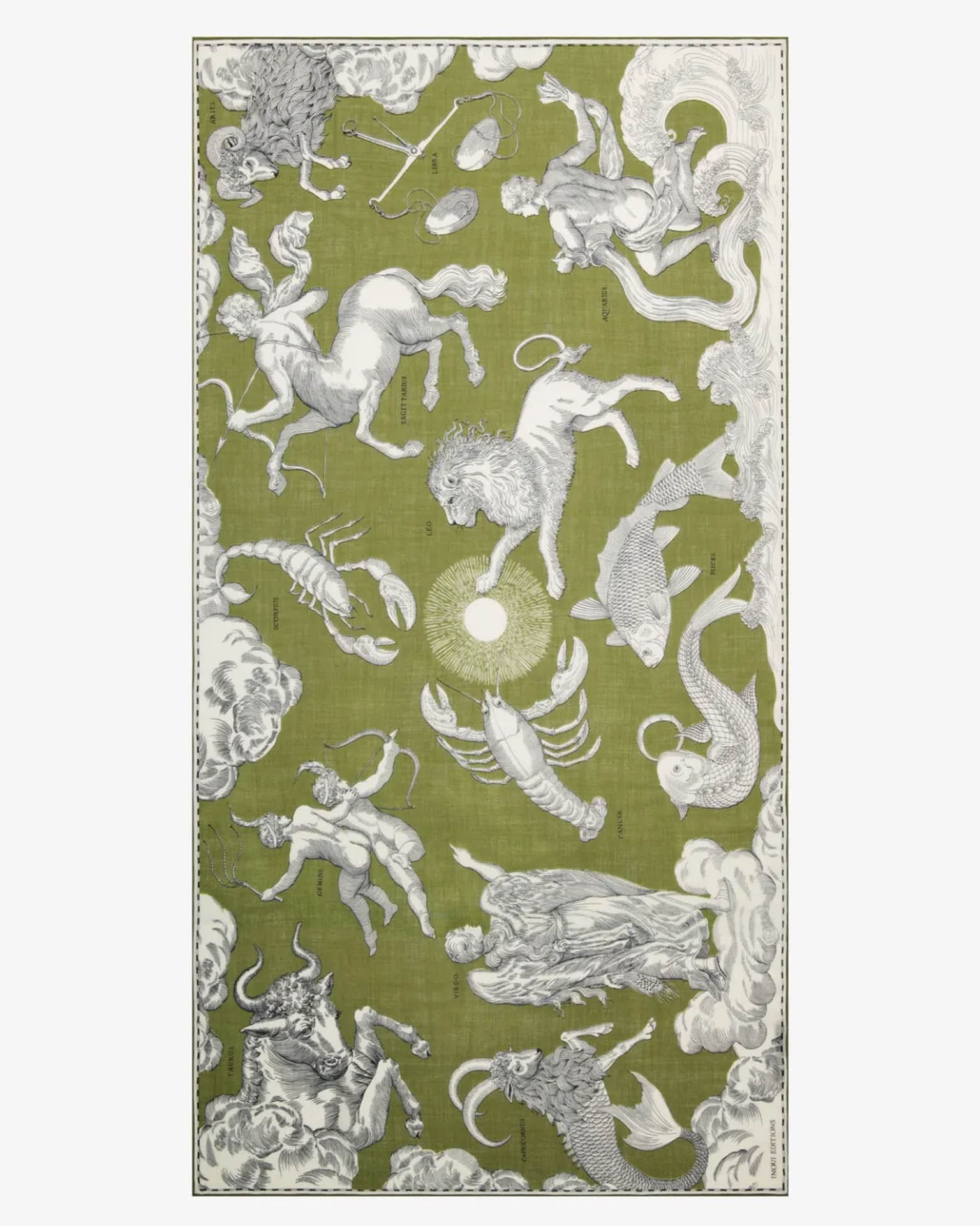 Inoui Editions Scarf / Etole 100 Wool Astrologie in Khaki