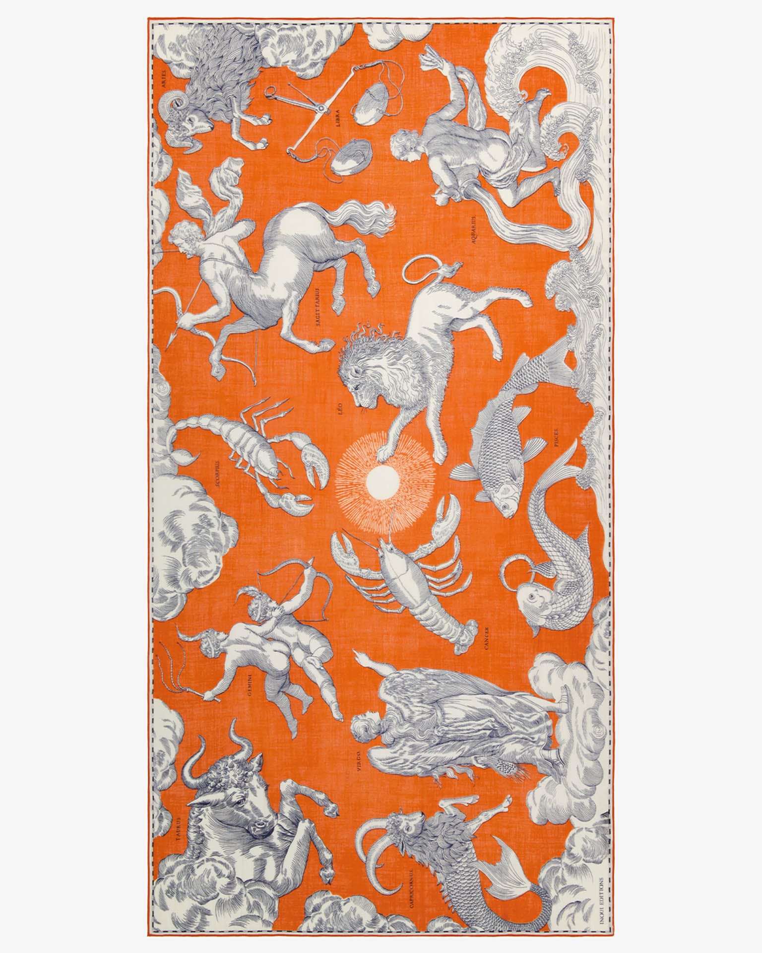Inoui Editions Scarf / Etole 100 Wool Astrologie in Orange