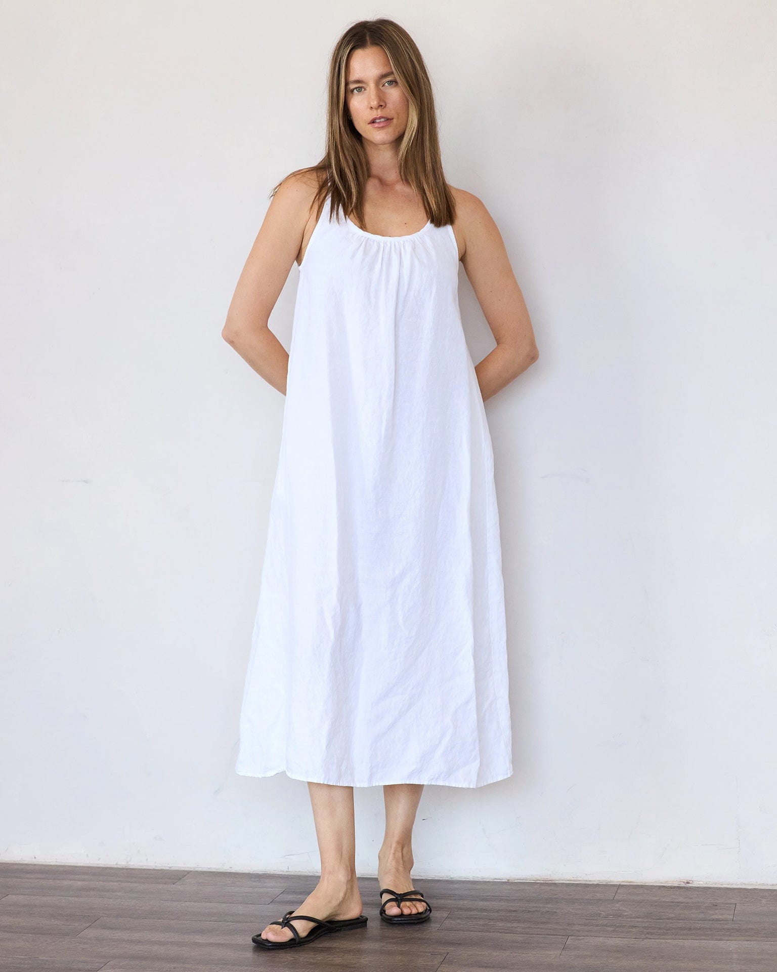 It is well LA Clothing Linen Tank Dress in Salt