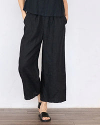 It is well LA Wide Linen Pants in Black