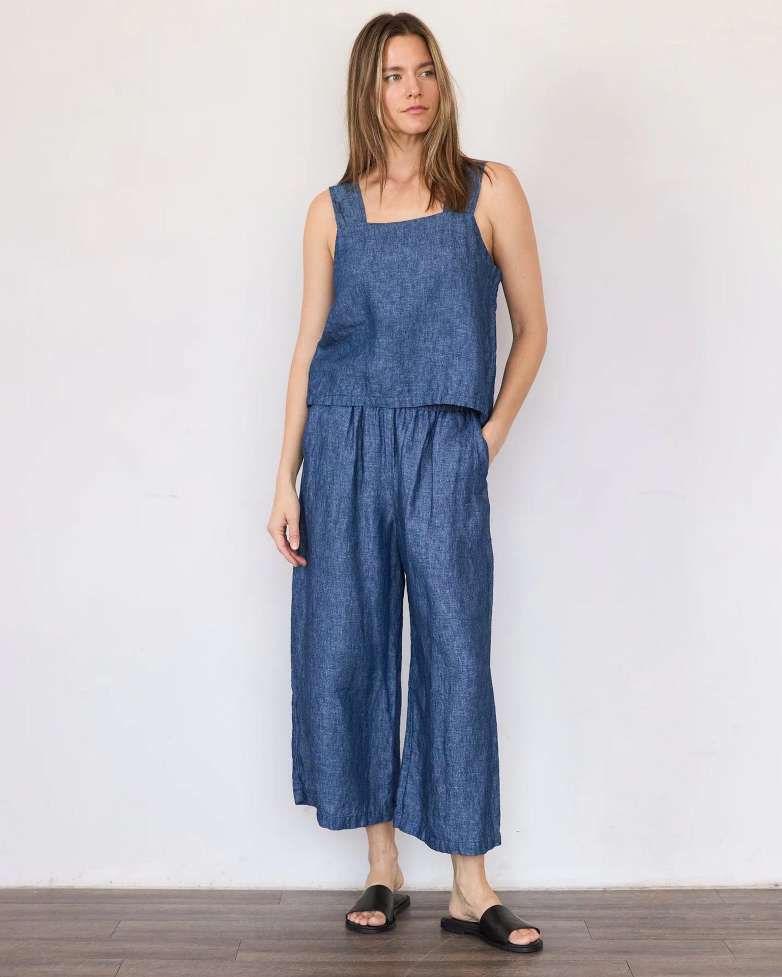 It is well LA Wide Linen Pants in Indigo