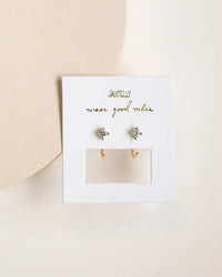 JaxKelly CZ Huggies - White - Gold Earrings