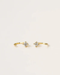 JaxKelly CZ Huggies - White - Gold Earrings