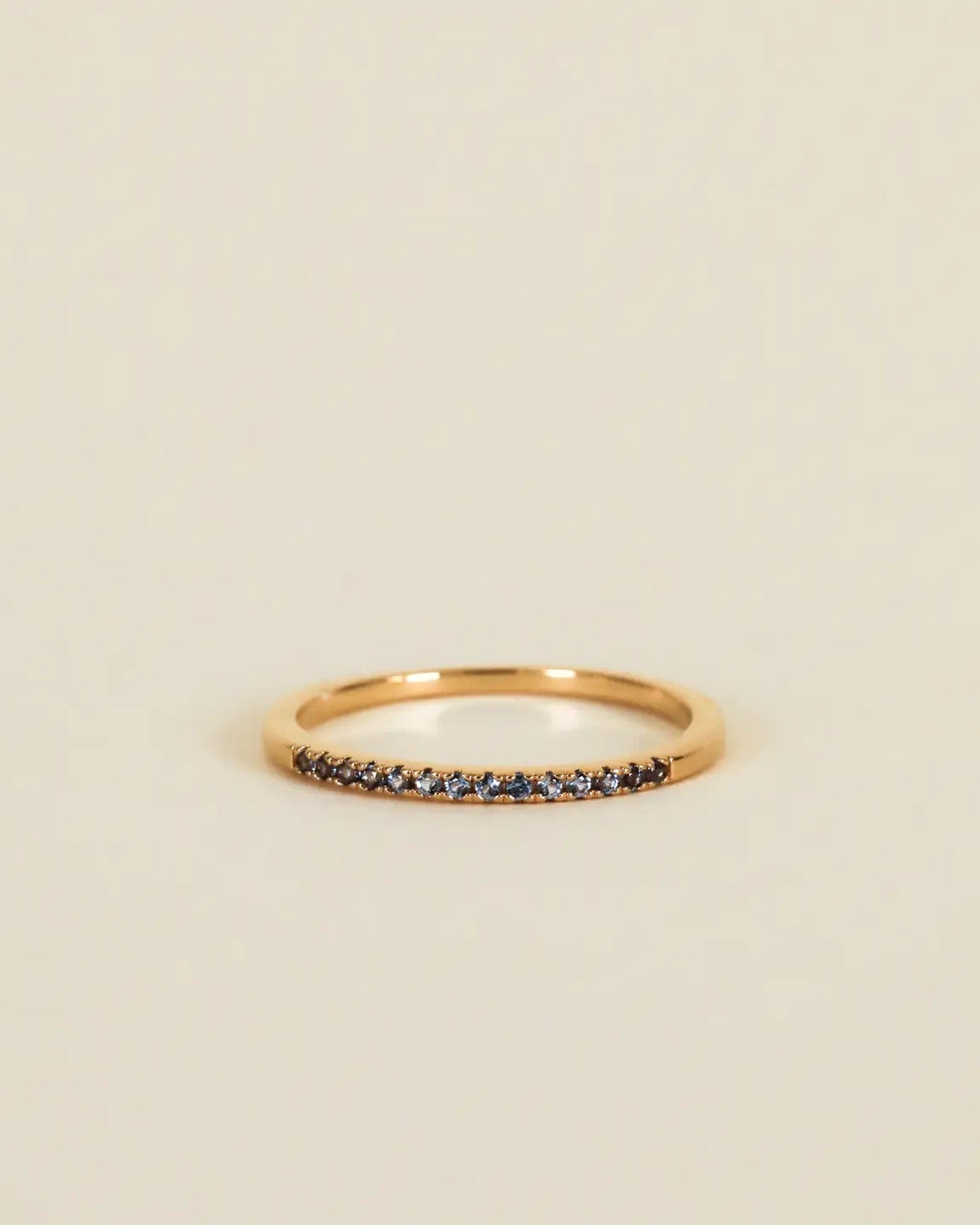 JaxKelly Gold Rings - Half Pave - Aqua CZ