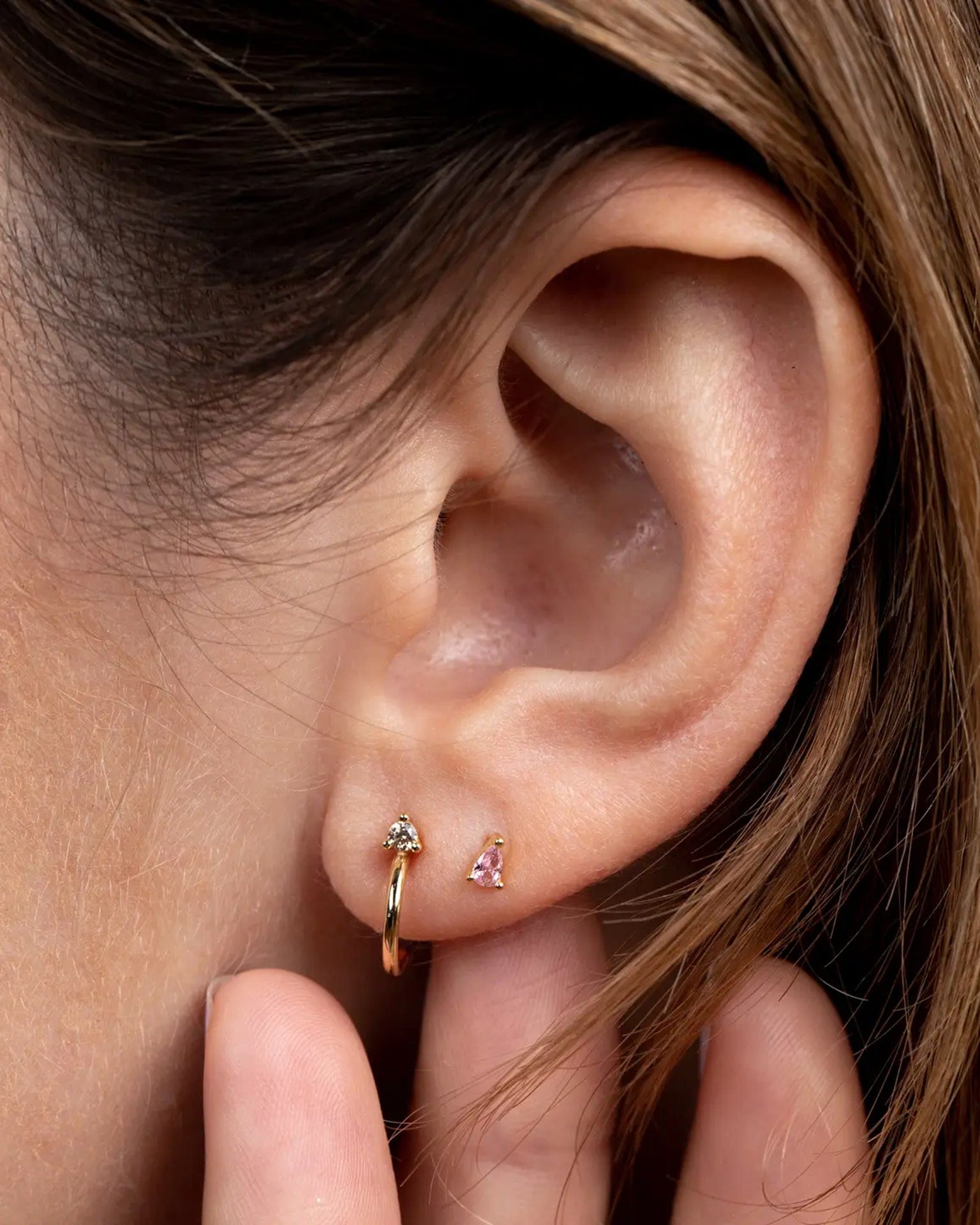 JaxKelly Teardrop - Light Pink CZ - Gold Earrings