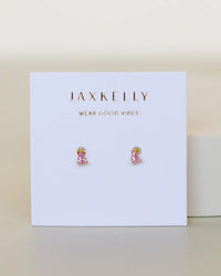 JaxKelly Teardrop - Light Pink CZ - Gold Earrings