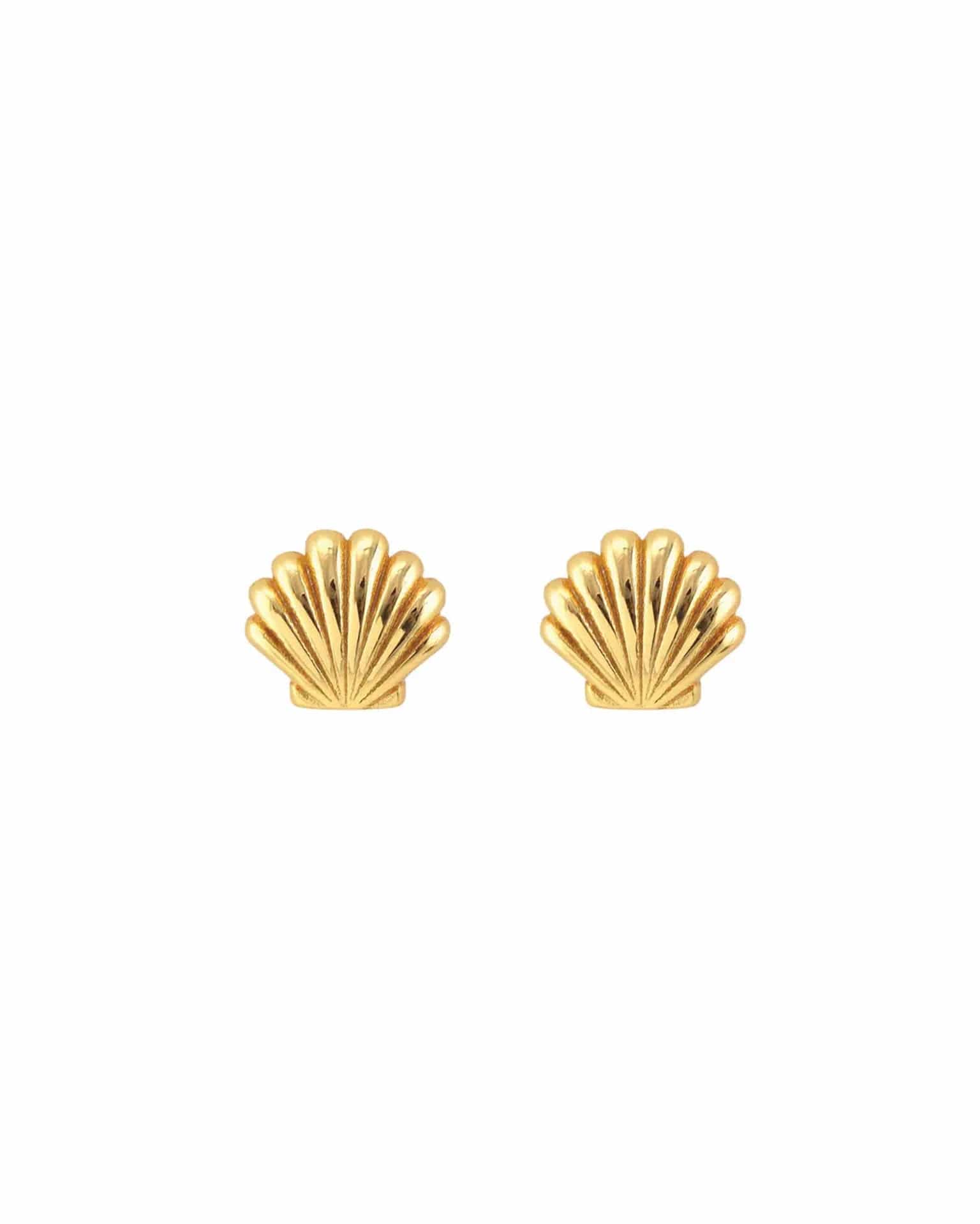 Kris Nations Jewelry Seashell Stud Earrings in 18K Gold Vermeil