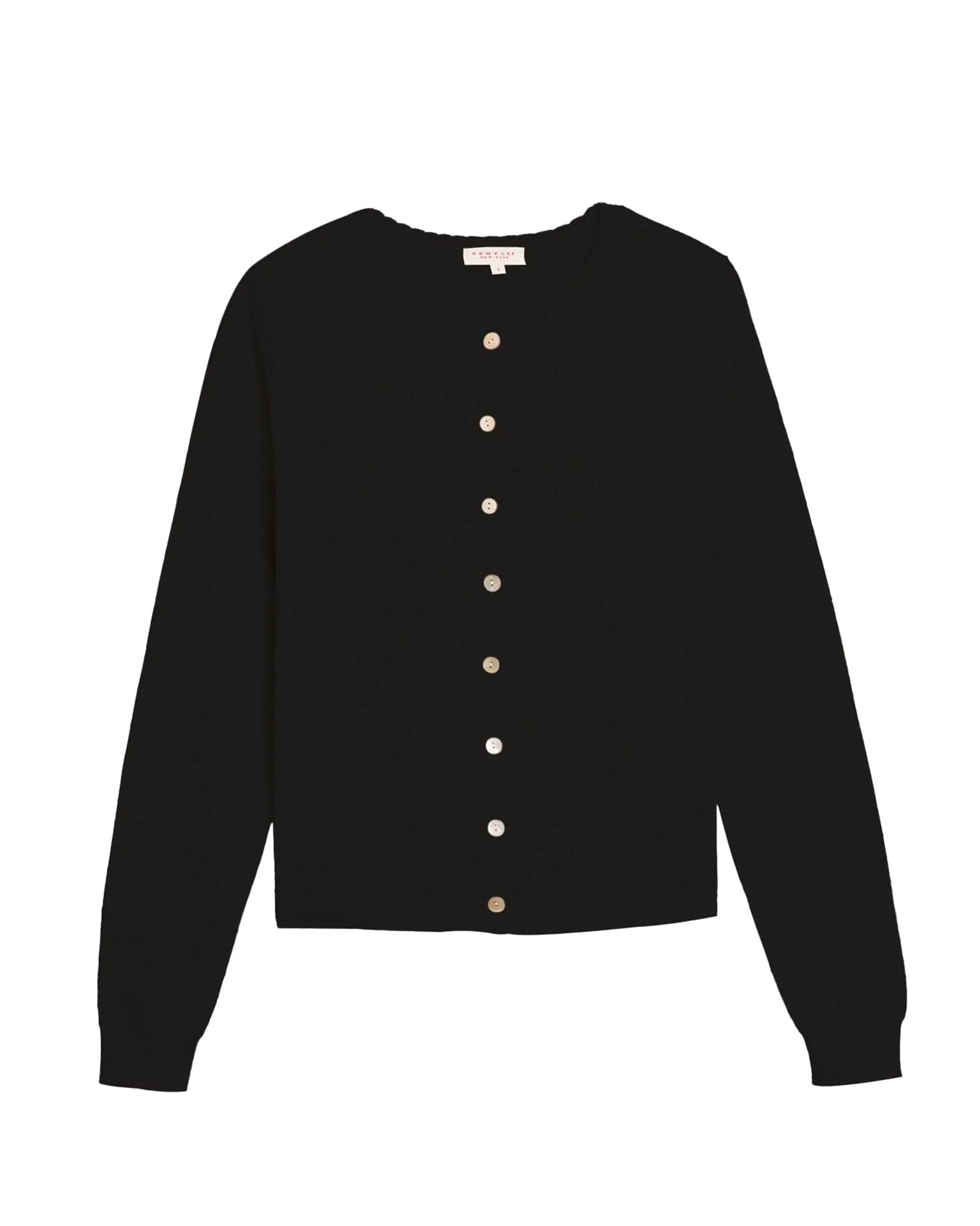 Linda Pointelle Cotton Cardigan in Black