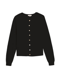 Demylee Clothing Linda Pointelle Cotton Cardigan in Black