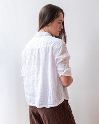 LLEA BLUE Aven 3/4 Sleeve Top in White Linen 4 - Bliss Boutiques