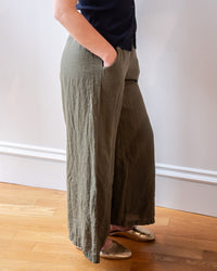 LLEA BLUE Becca Wide Leg Pant in Army Linen 4 - Bliss Boutiques
