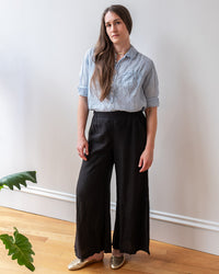 LLEA BLUE Becca Wide Leg Pant in Black Linen 2 - Bliss Boutiques