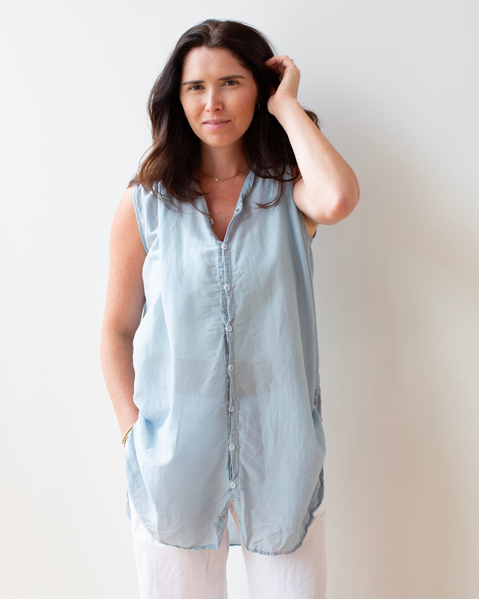 Calle Slvlss Button Down in Ash Cotton Silk